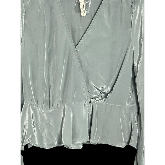 Madewell‎  Bell-Sleeve Wrap Top Blue-Gray Size 4 New  NP057 Faded river - Picture 4 of 14